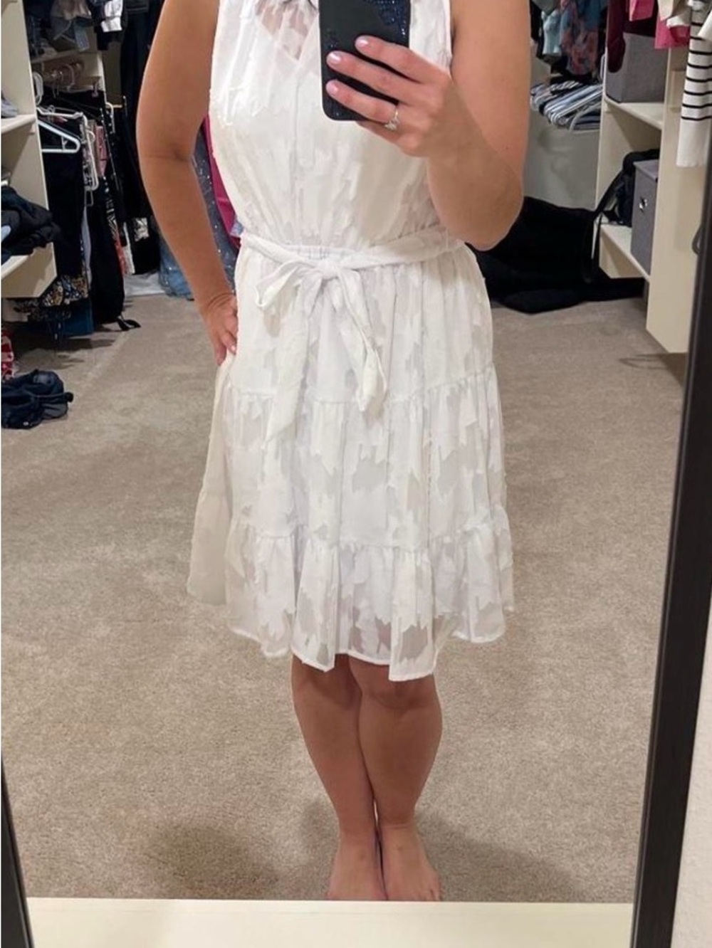 White Tie-Waist Summer Dress